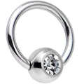 18G 1/4 Clear BCR Captive Ring Created with Crystals
