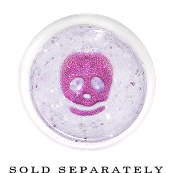 0G Clear Acrylic Glitter Purple Skull Confetti Taper