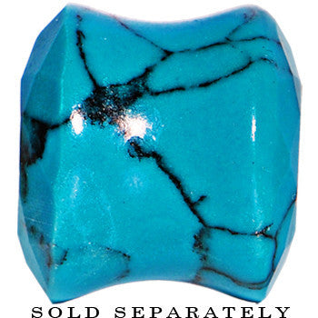 1/2 Turquoise Semi Precious Stone Faceted Double Flare Plug