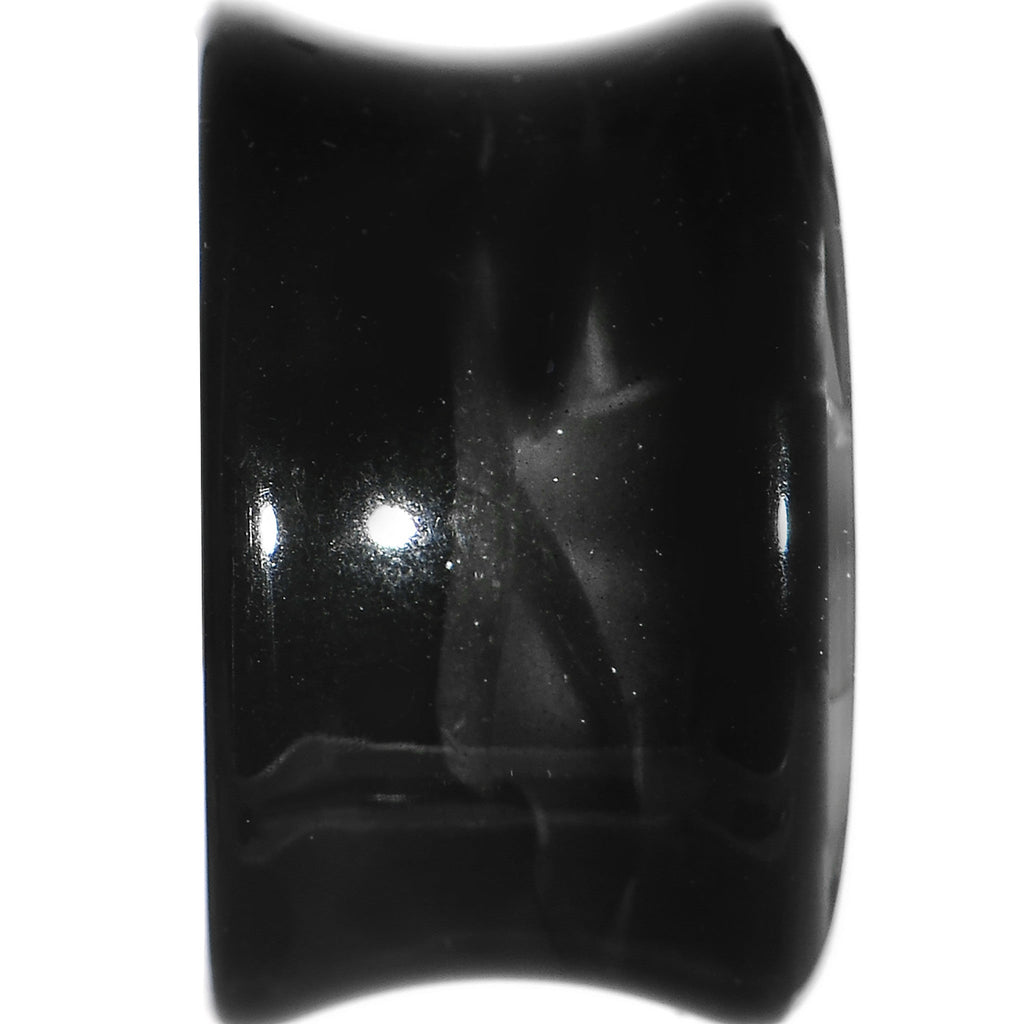 18mm Black Acrylic Silver Metallic Rose Flower Plug
