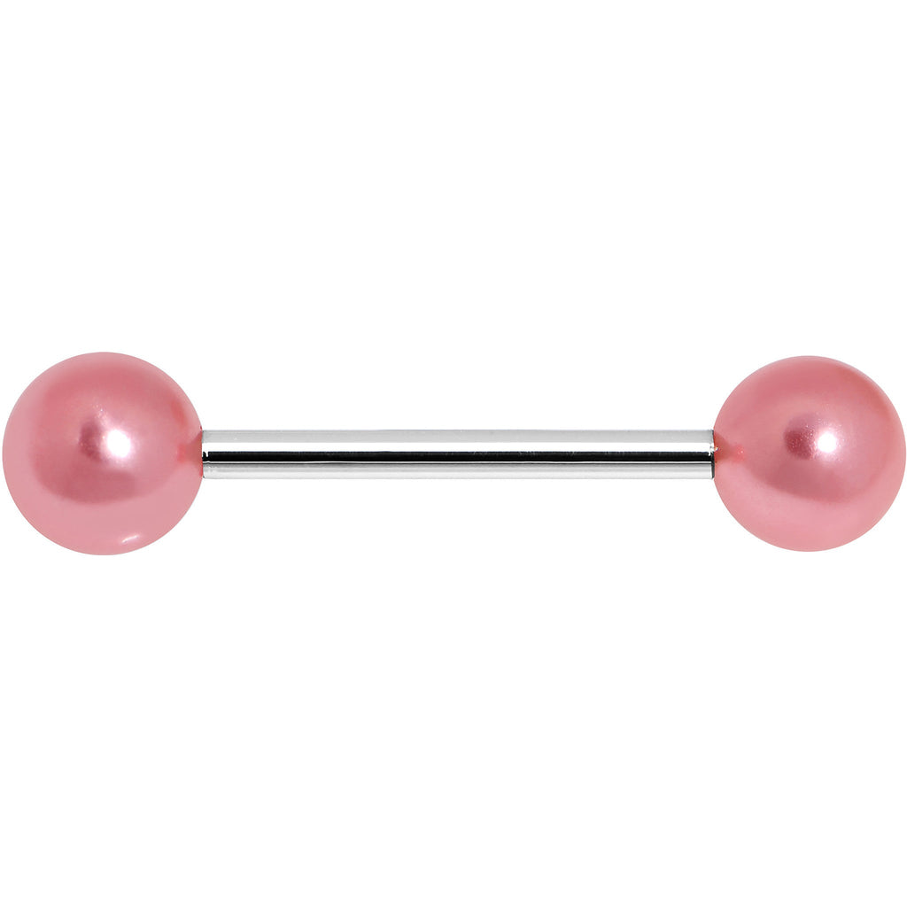 Pink Faux Pearl Acrylic Barbell Tongue Ring