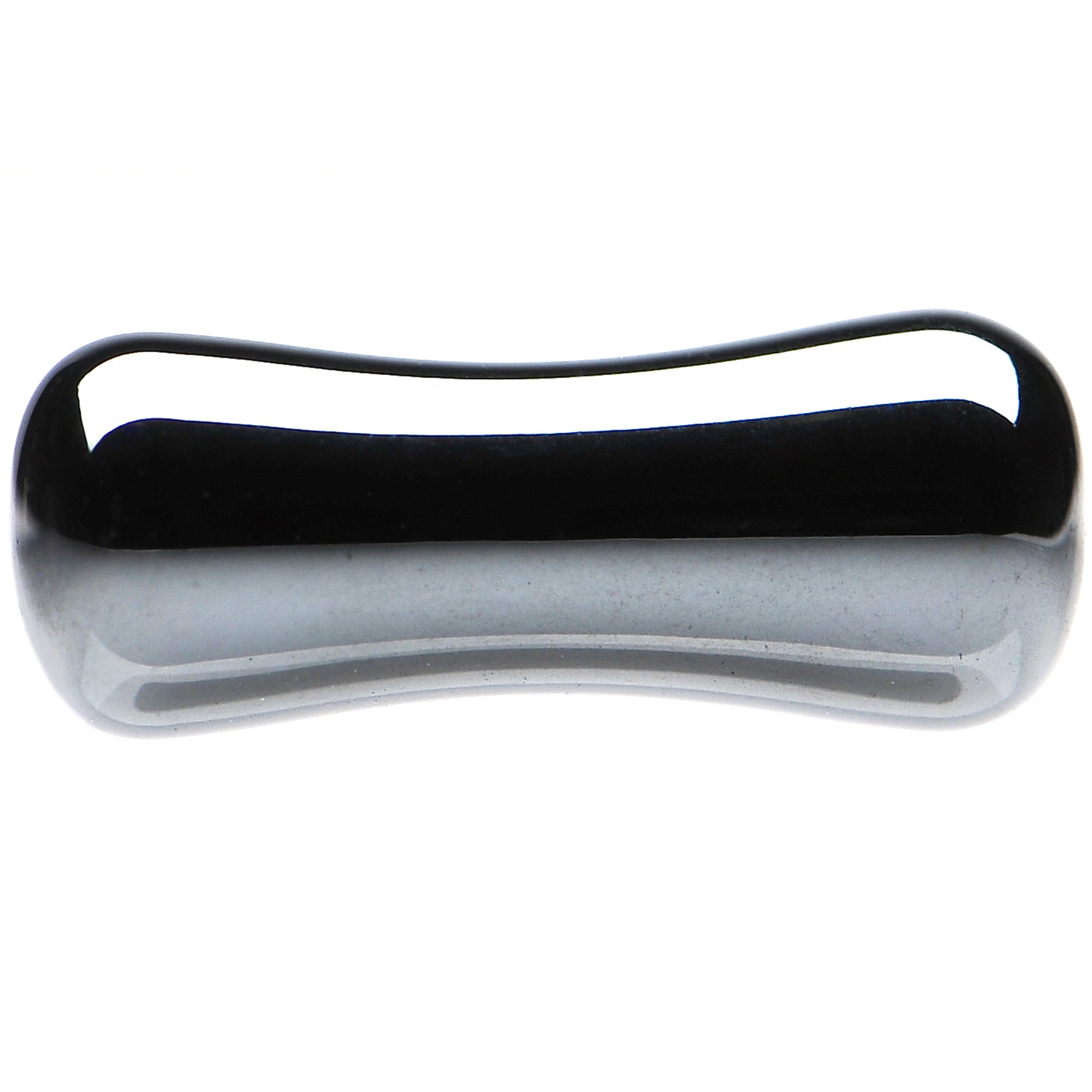 6G Organic Black Hematite Stone Saddle Plug Set
