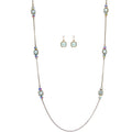 Aurora Gem Mint Green Octagon Faux Stone Dangle Earrings Necklace Set