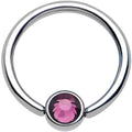 16G 3/8 Purple Gem Disc Titanium BCR Captive Ring