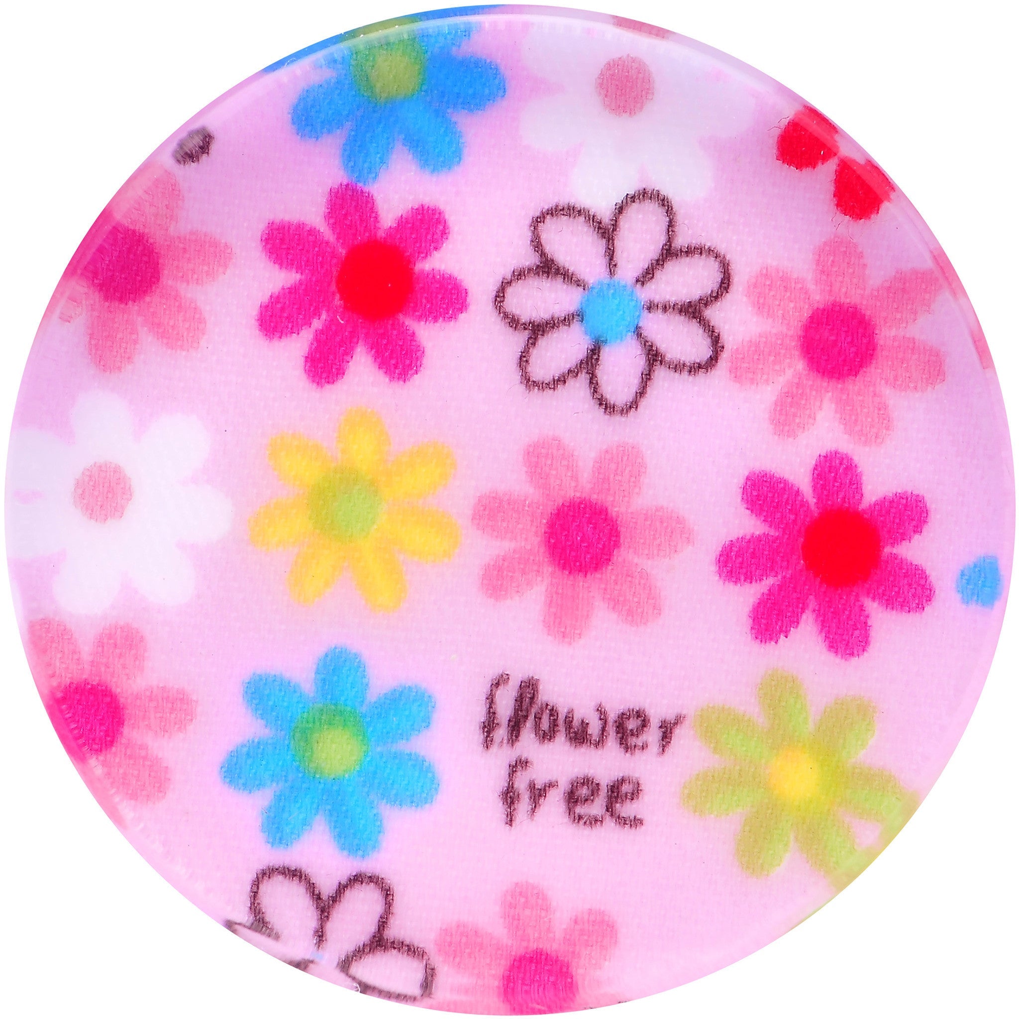 34mm Acrylic Pink Multicolored Flower Power Saddle Plug