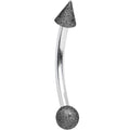 16G 3/8 Black Sandblasted Steel Curved Eyebrow Ring 3mm Cone