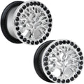 9/16 Black Gem Stainless Steel Single Flare Tree of Life Plug Set