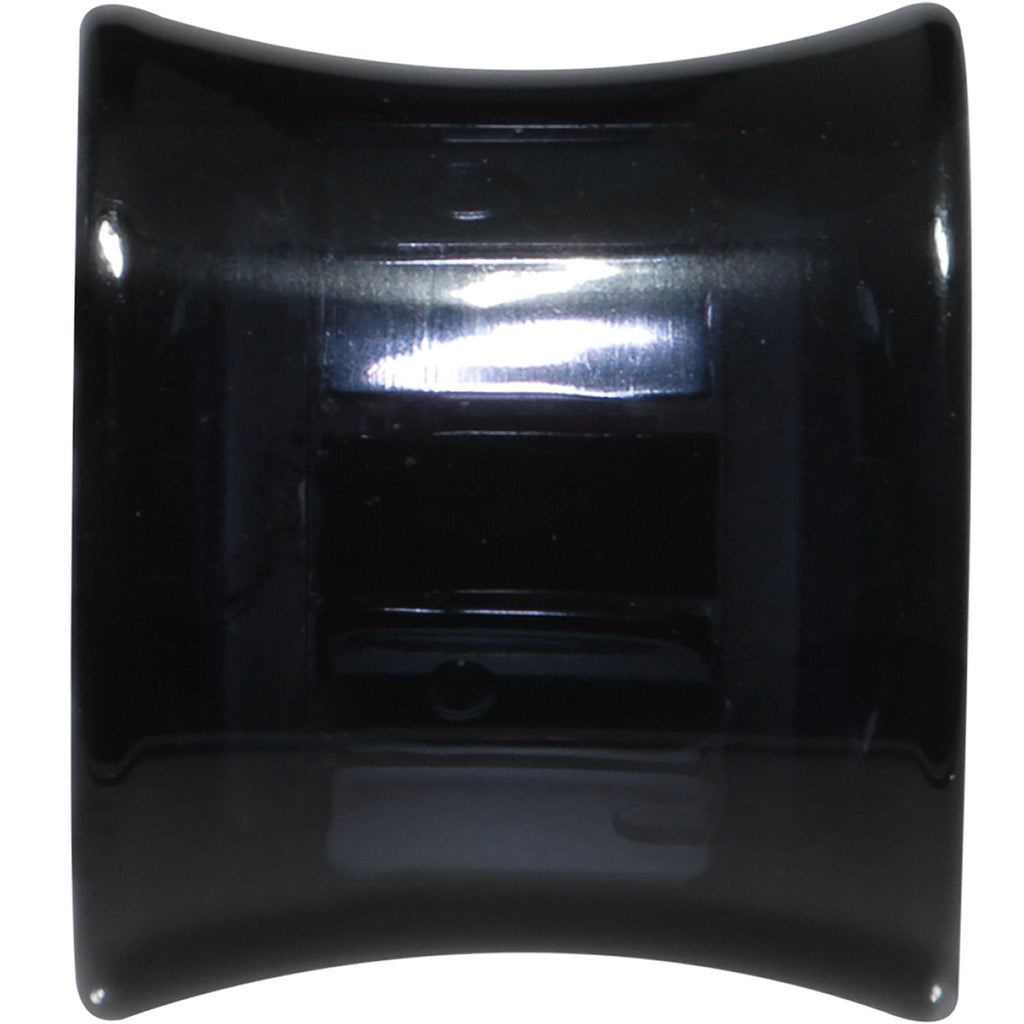 Black Acrylic Red and Clear Gem Inlay Saddle Tunnel Plug 0G to 1 Inch