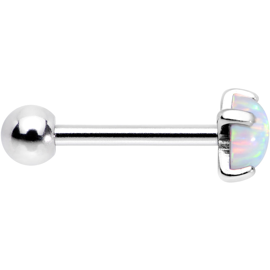 18G 5/16 Steel 5mm White Synthetic Opal Prong Set Cartilage