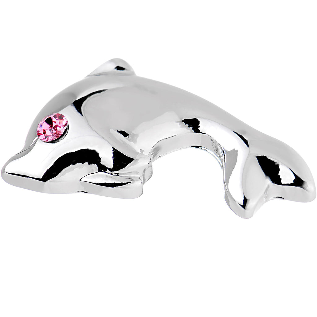 16G 1/4 Pink Gem Dolphin Left Cartilage Earring