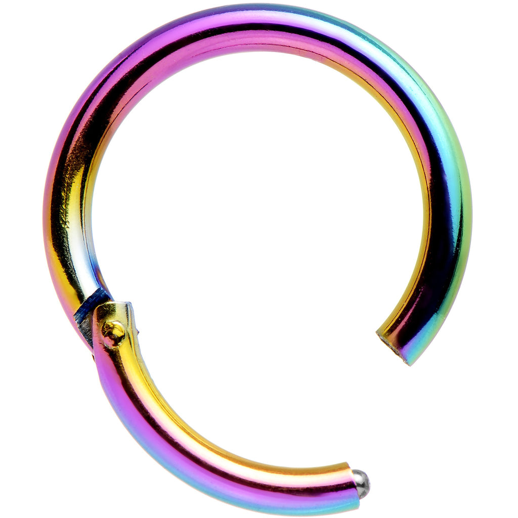 14G 3/8 Rainbow Anodized Hinged Segment Ring