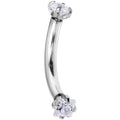 16G 5/16 Clear 2mm CZ Steel Internally Threaded Eyebrow Ring