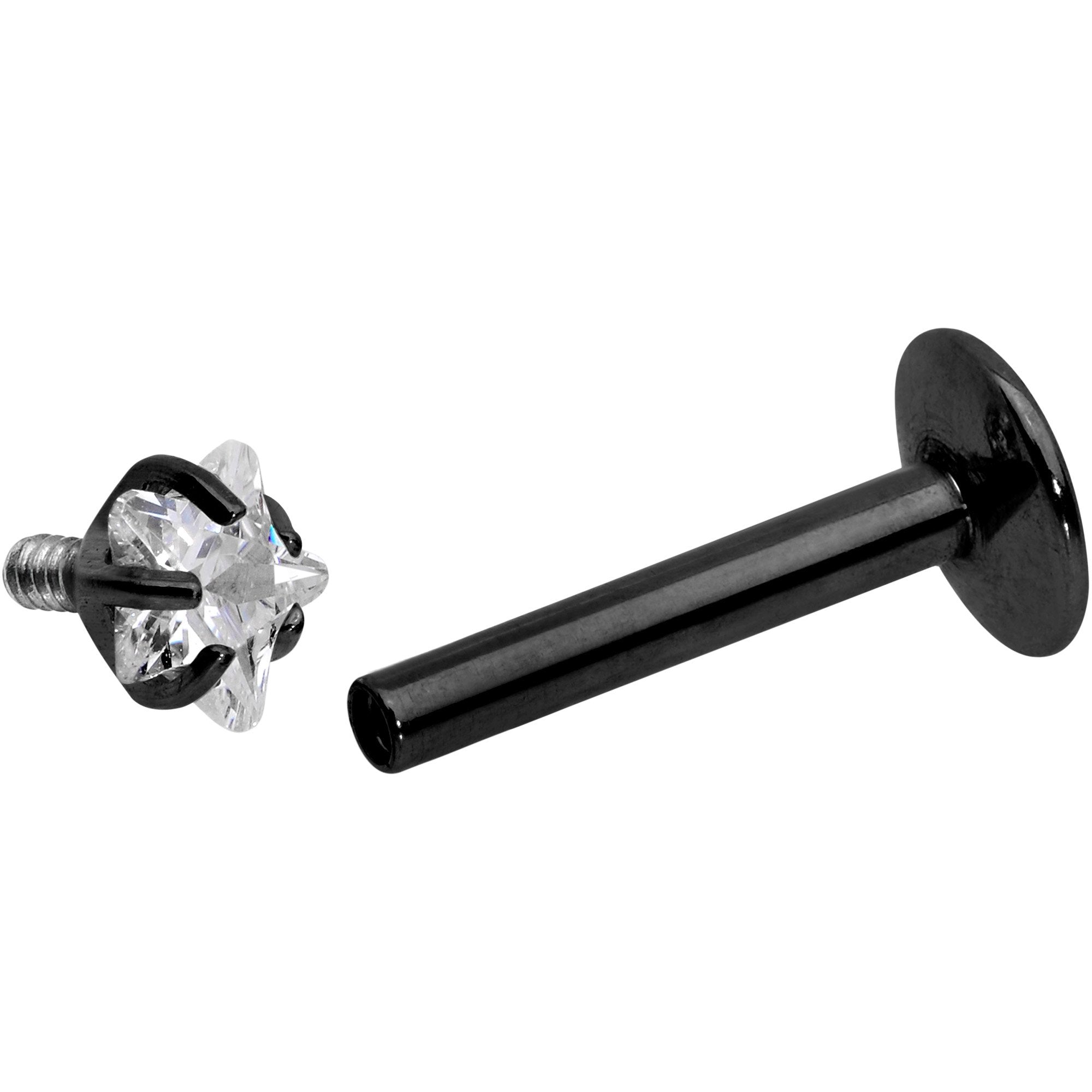 5/16 Clear Star CZ Gem Black PVD Internally Threaded Labret Monroe