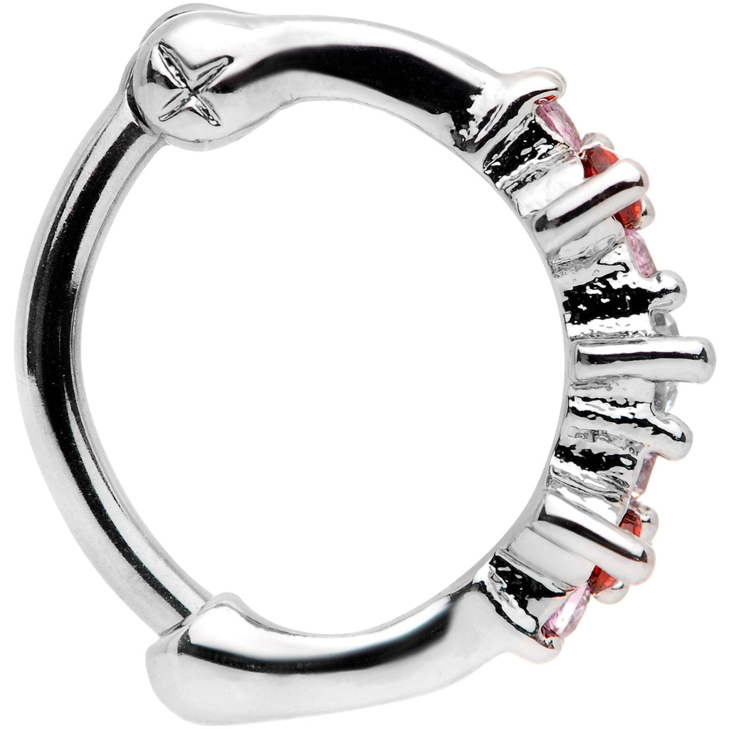 16G 5/16 Red Gem Cluster Hinged Cartilage Clicker