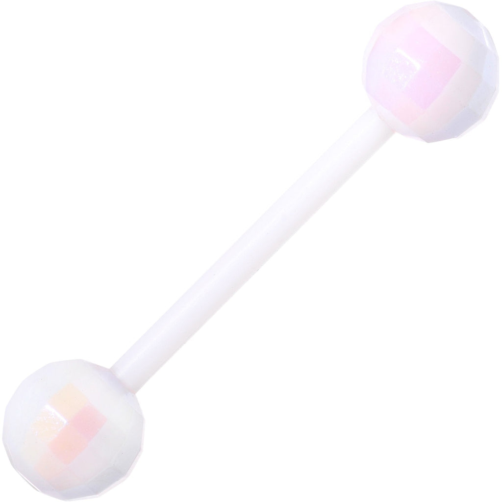 Pink Red Disco Ball Bioplast Barbell Tongue Ring Set of 4