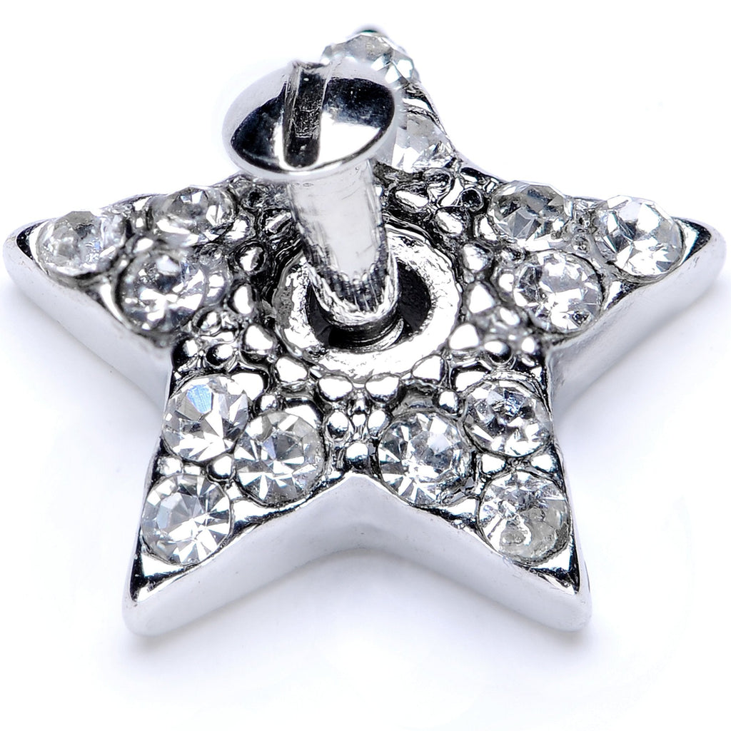 14G Clear Gem 10mm Five Point Star Dermal Top