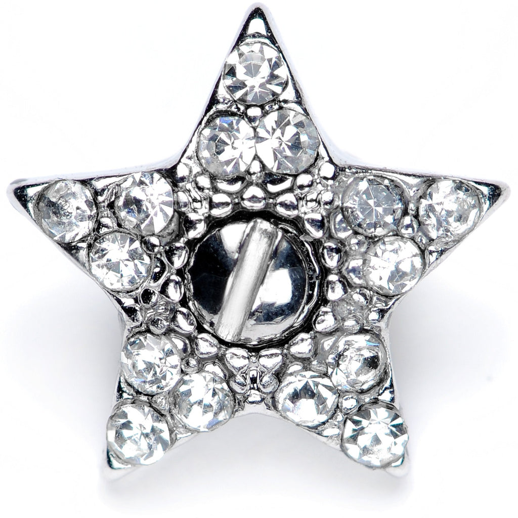 14G Clear Gem 10mm Five Point Star Dermal Top
