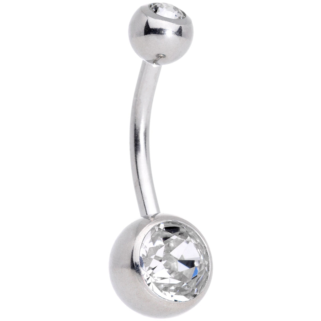 Clear Teal Gem Belly Ring Set of 2 Created with Crystals