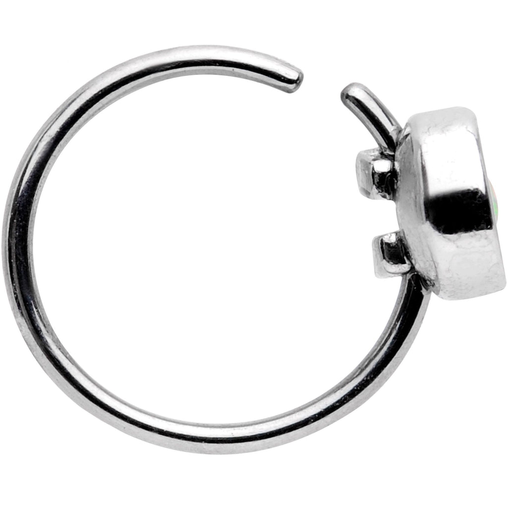 20G 5/16 White Synthetic Opal Inlay Seamless Circular Ring