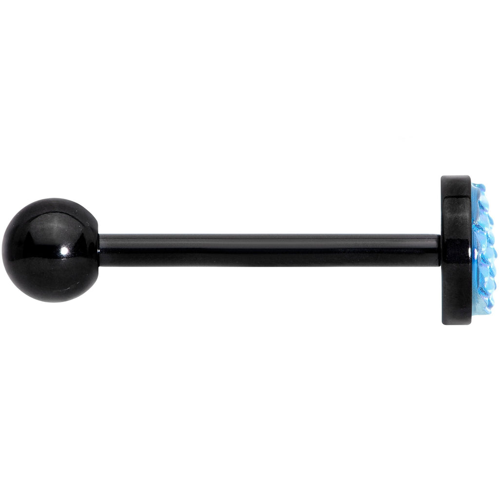 Black PVD Aqua Mermaid Scale Barbell Tongue Ring