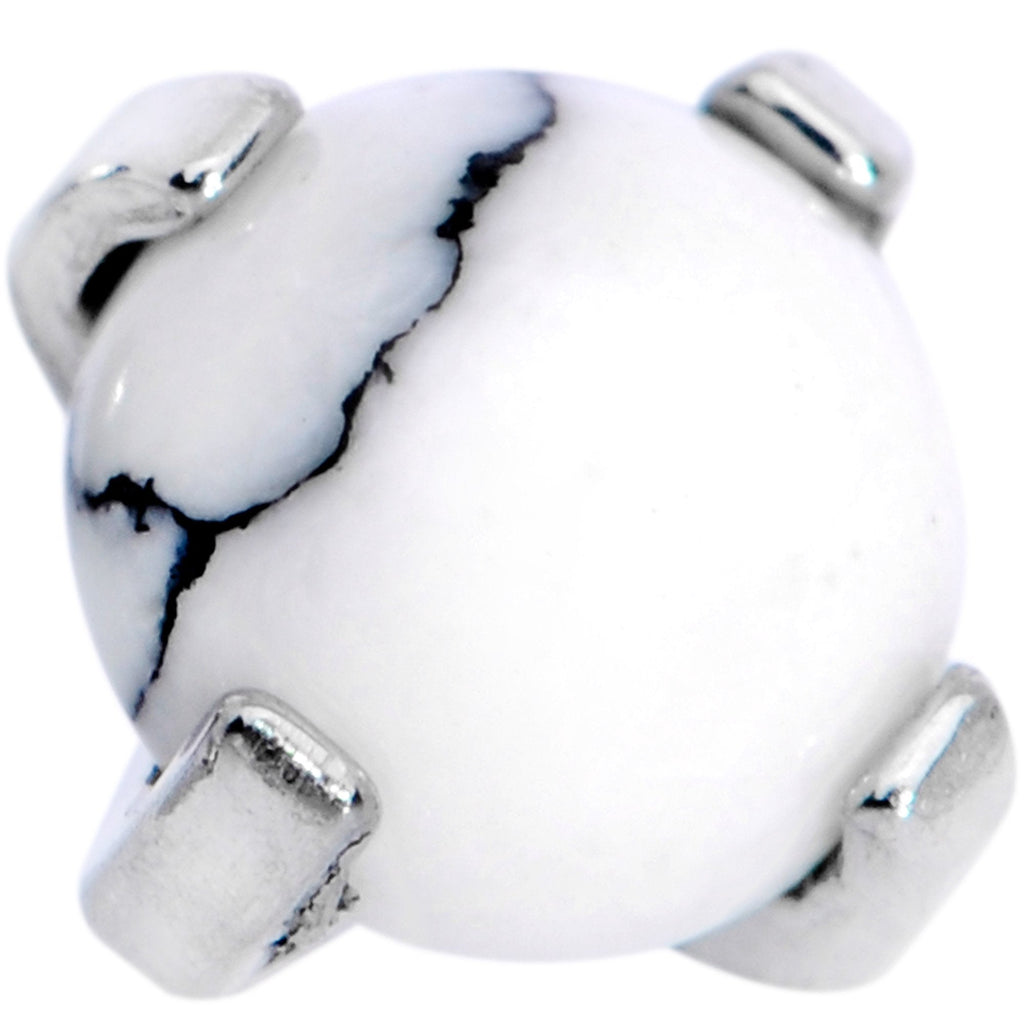 16G 1/4 White Howlite Internally Threaded Labret Monroe Tragus