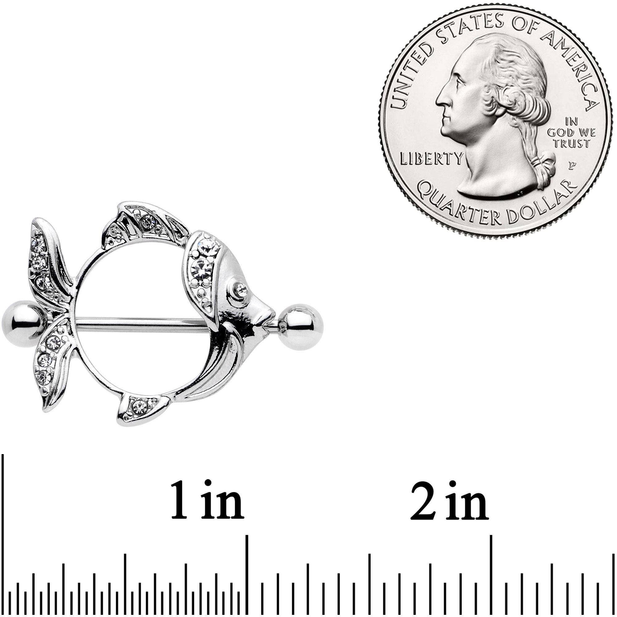 14G 9/16 Angelic Angelfish Nipple Shield Set