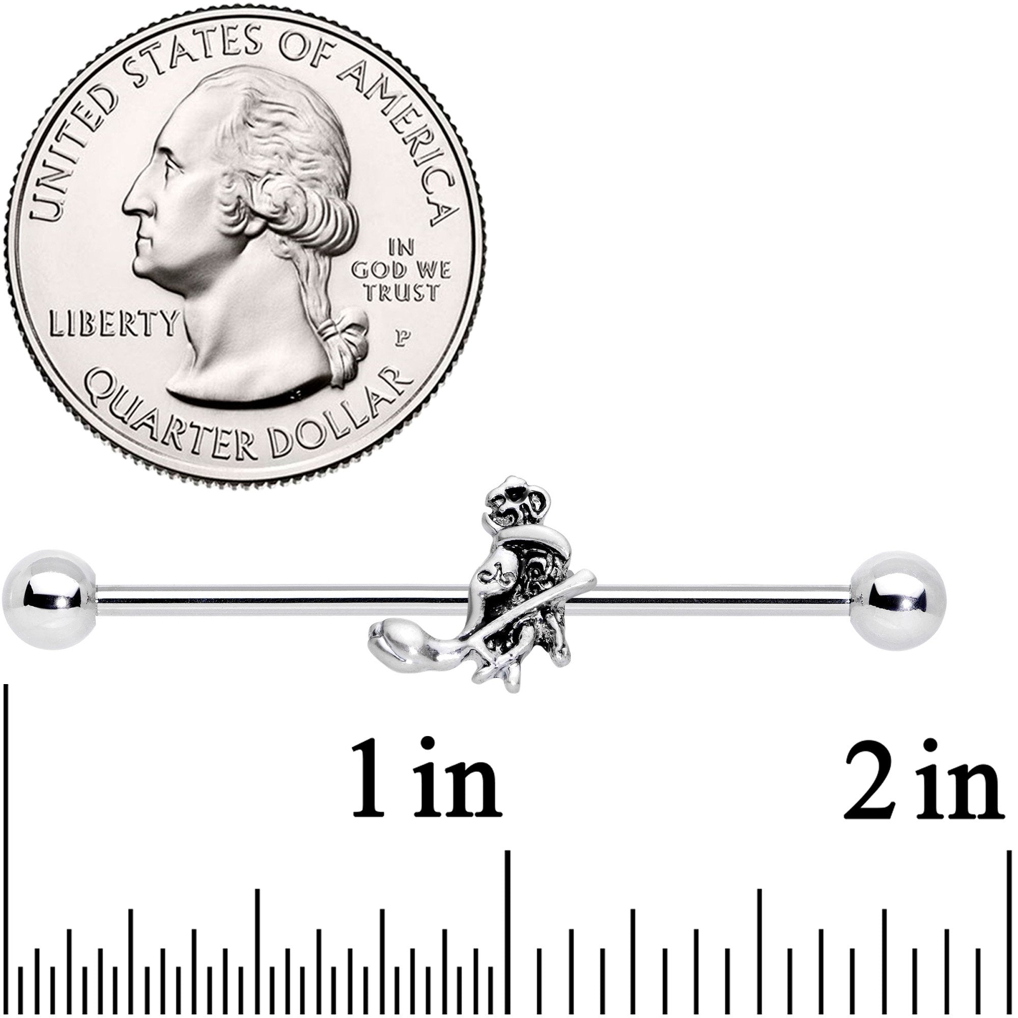 14G Sacred Hamsa Hand with Flower Industrial Barbell 38mm