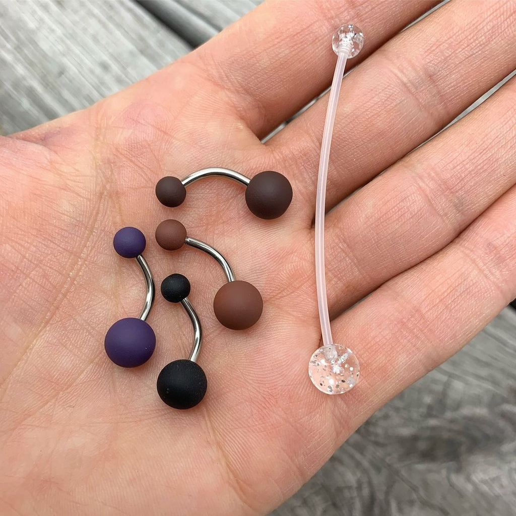 Clear Ultra Glitter Glamour PTFE Pregnancy Belly Ring