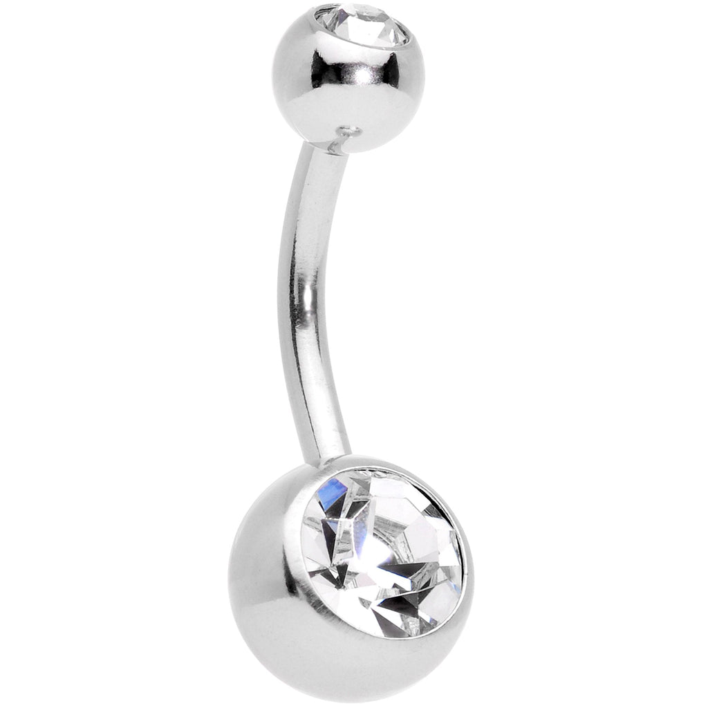 Clear Gem Red Holiday Gift Ornament Belly Ring Set of 4