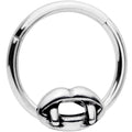16G 3/8 Halloween Vampires Kiss Fangs Hinged Segment Ring