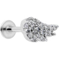 16G 5/16 Clear CZ Gem Angels Wing Labret Monroe Tragus