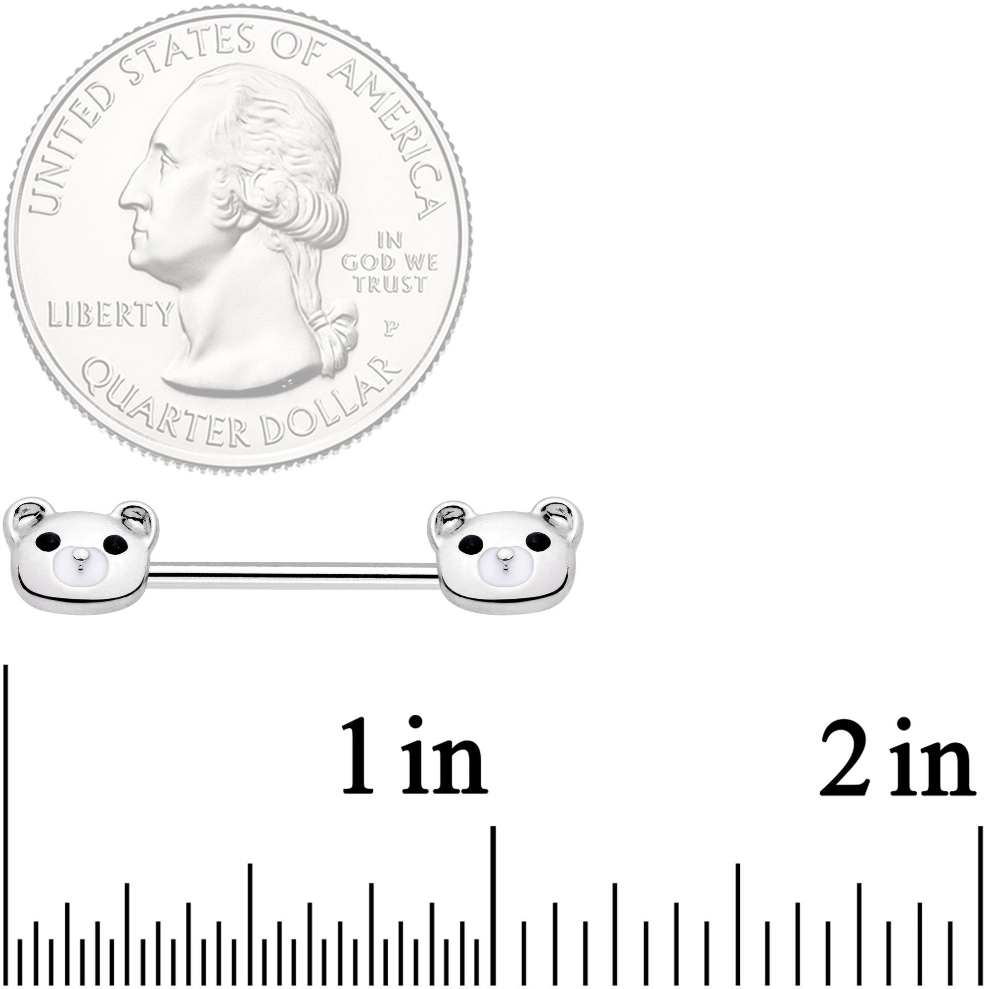 14G 9/16 Sweet Teddy Bear Barbell Nipple Ring Set