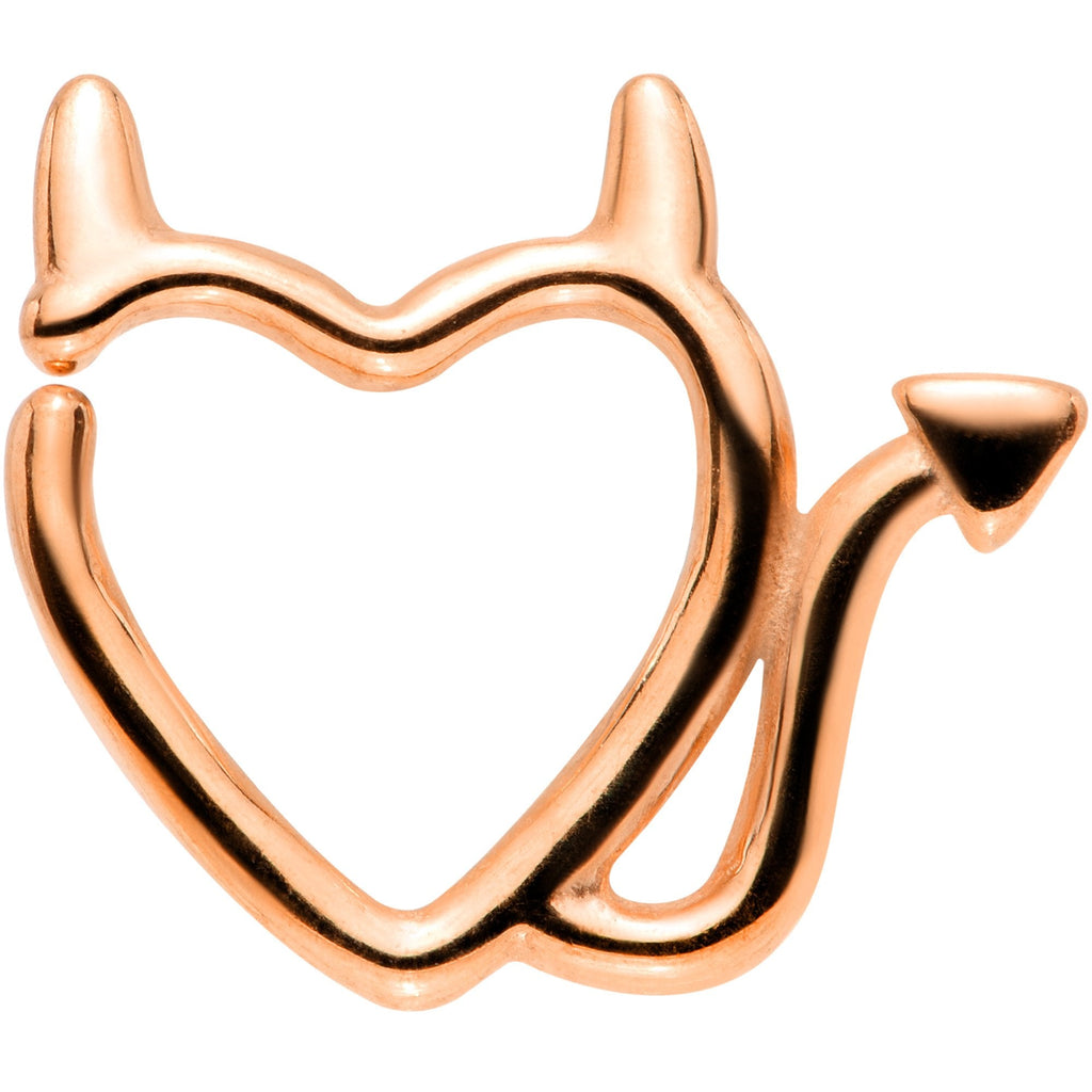 16G 5/16 Rose Gold Tone Little Devil Heart Closure Ring