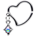 16G 3/8 Aurora Orb Funky Heart Right Ear Dangle Closure Ring