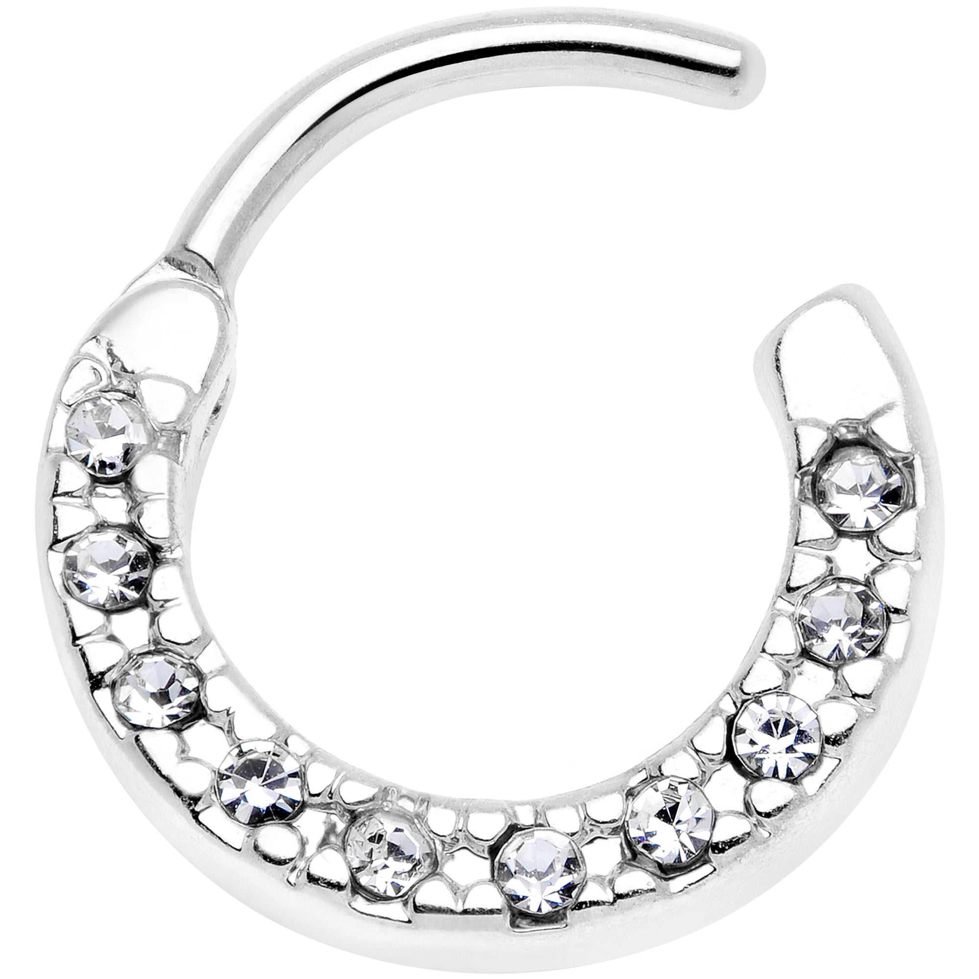 16G 5/16 Clear Gem Paved Cartilage Clicker