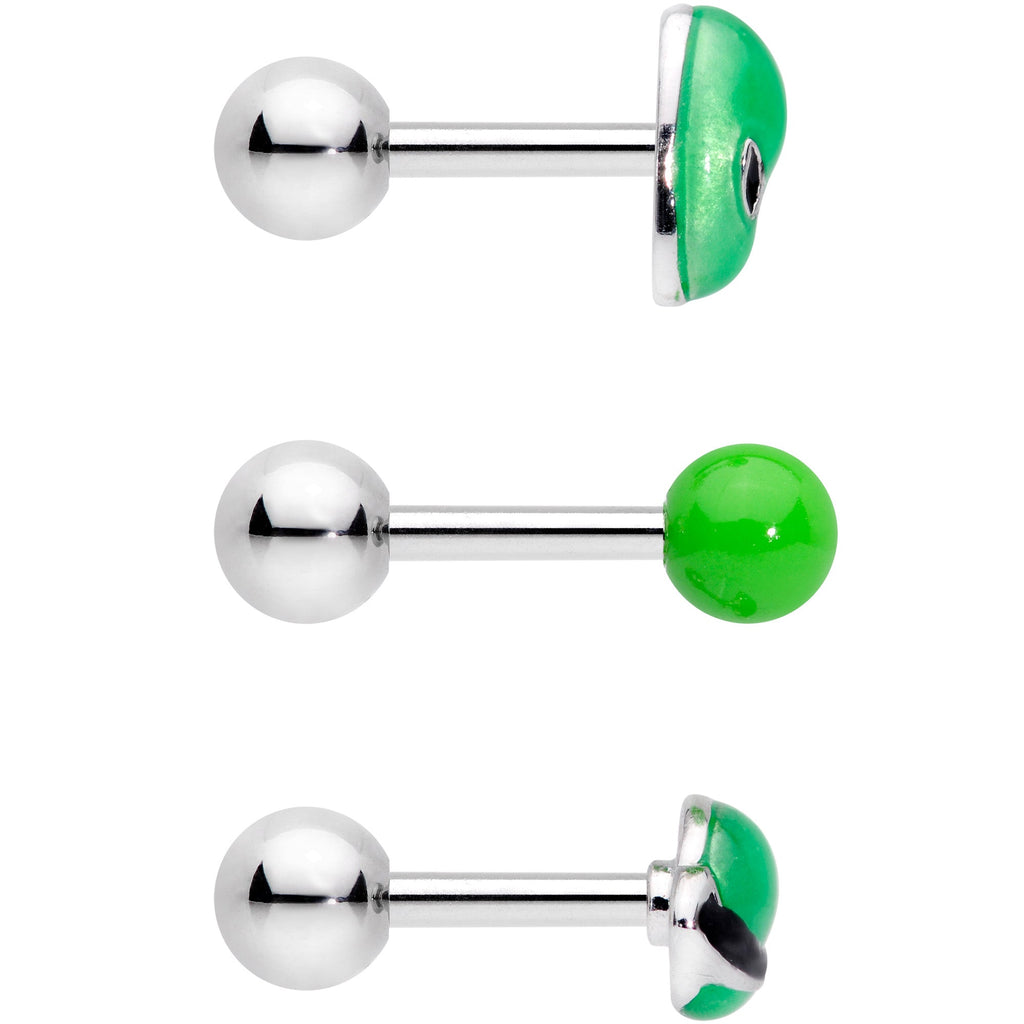 16G 1/4 Green Glow UFO Space Alien Cartilage Tragus Set of 3
