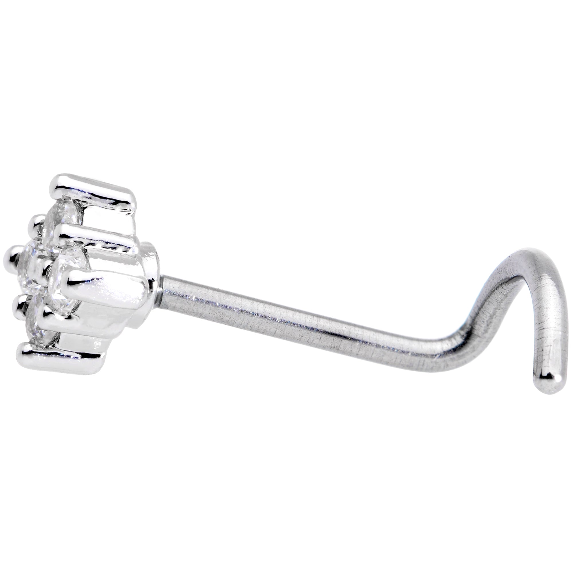 20G 5/16 Clear CZ Gem Princess Nose Screw
