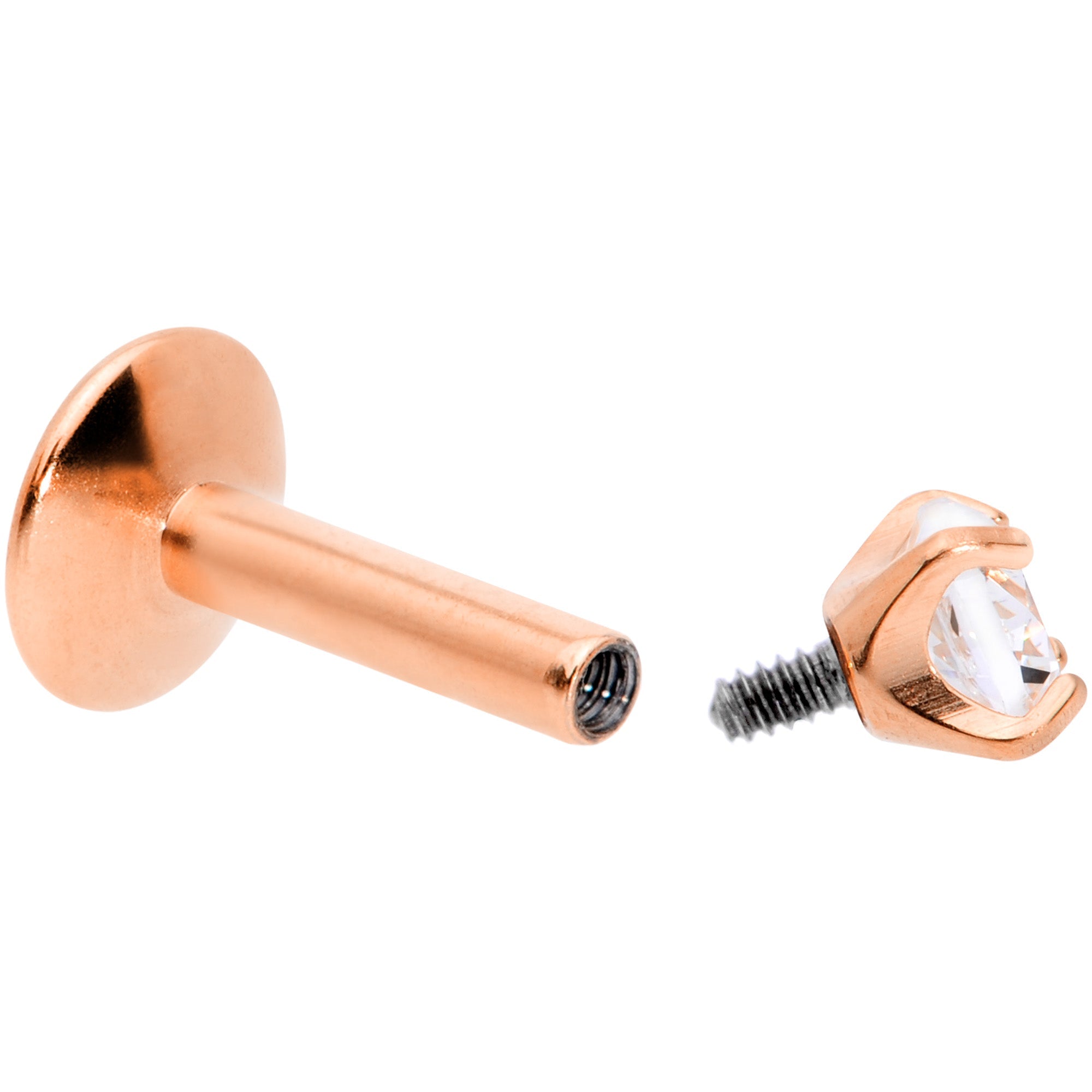 16G 1/4 3mm CZ Rosy G23 Titanium Internally Threaded Labret