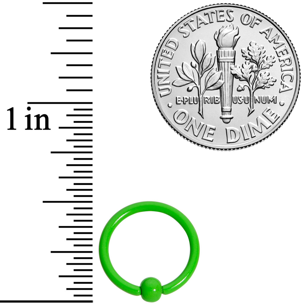 16G 3/8 Green Glow in the Dark BCR Captive Ring Set
