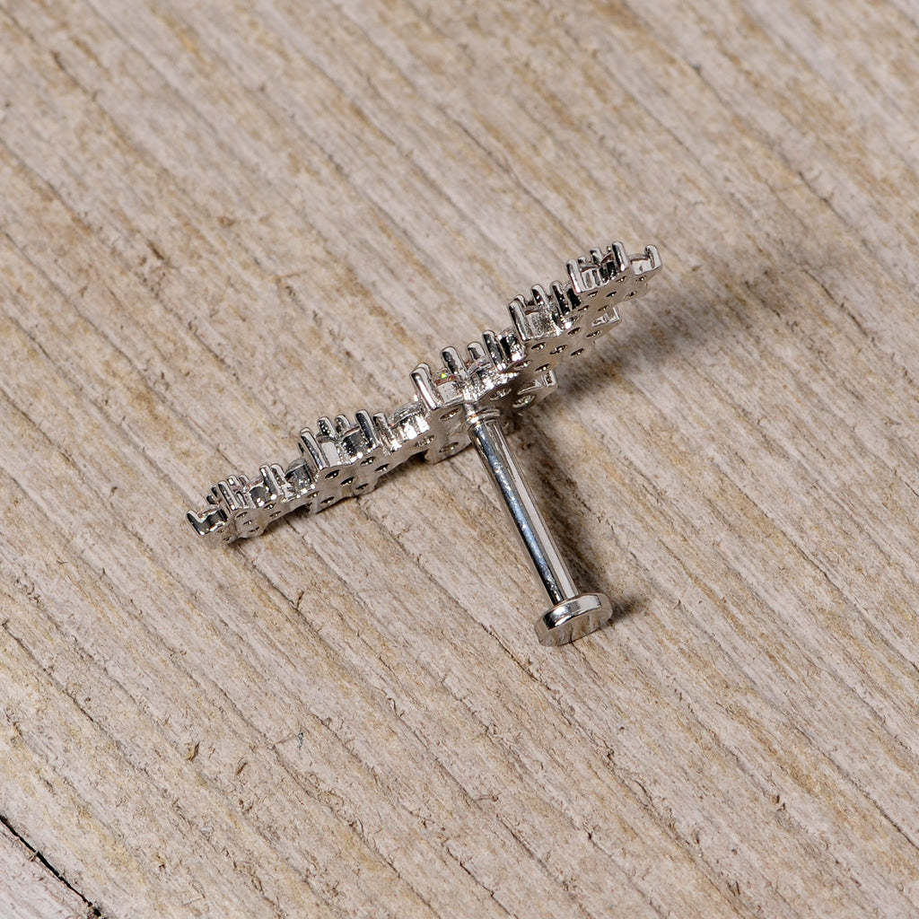 16G 5/16 Clear CZ Gem Floral Internal Thread Labret
