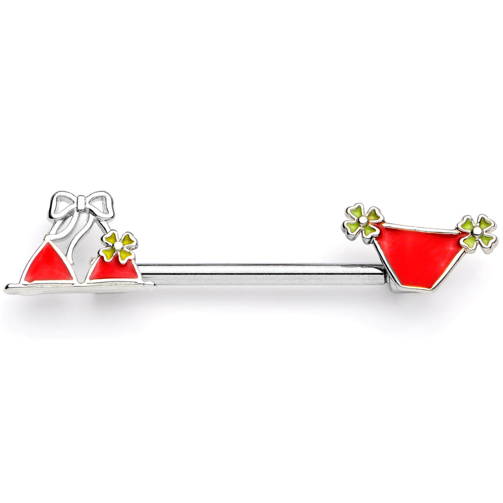 14G 5/8 Red Itty Bitty Bikini Barbell Nipple Ring Set