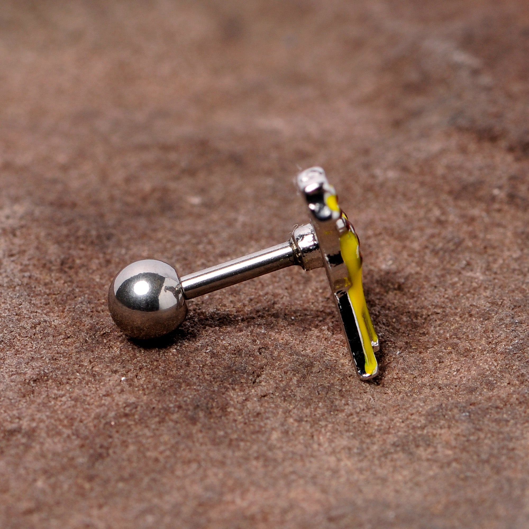 16G 1/4 Brown Yellow Giraffe Cartilage Tragus Earring
