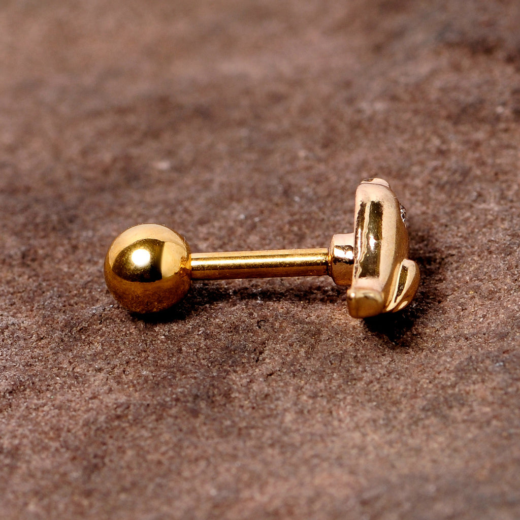 16G 1/4 Clear Gem Gold Tone Little Bird Cartilage Tragus Earring