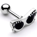 16G 1/4 Clear Gem 50s Retro Sunglasses Cartilage Tragus Earring