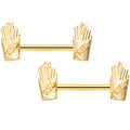 14G 9/16 Gold Tone Fast Food Fries Barbell Nipple Ring Set