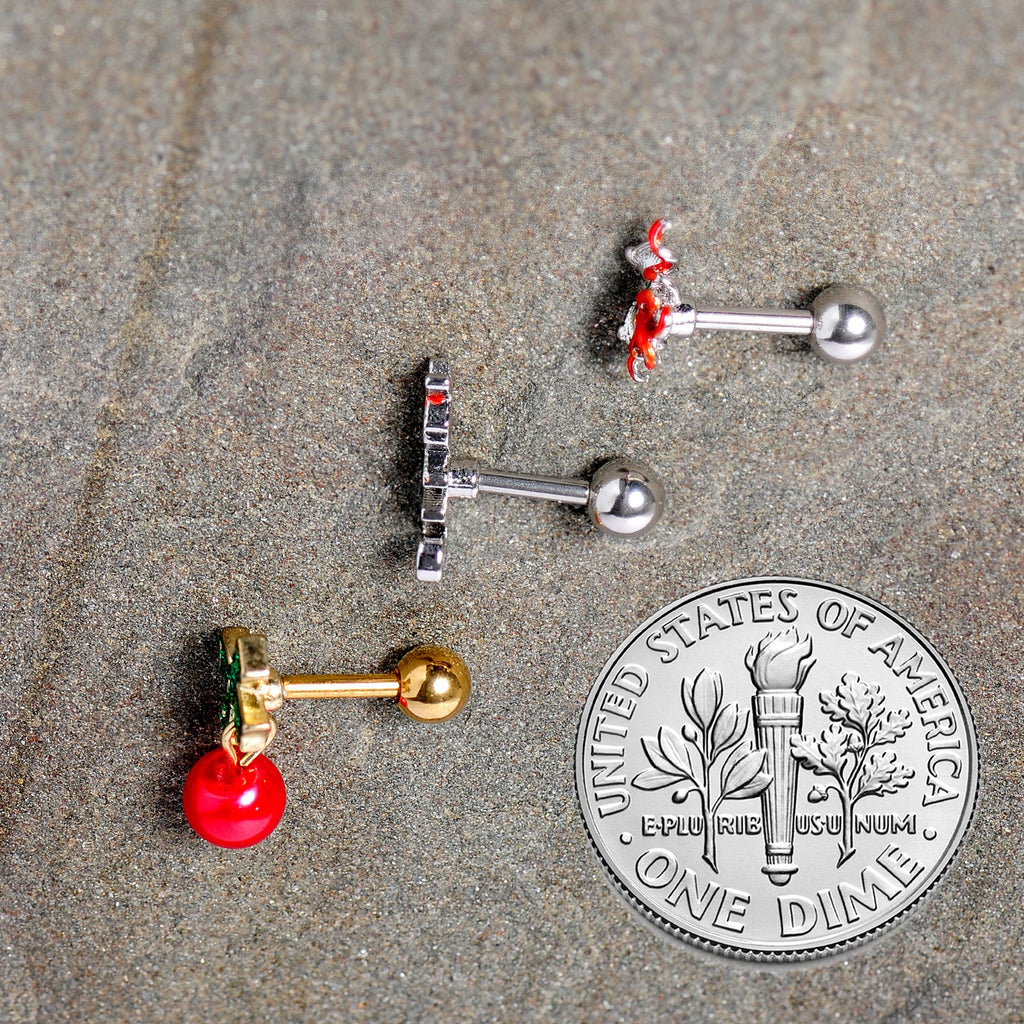 16G 1/4 Merry Christmas Cartilage Tragus Set of 3
