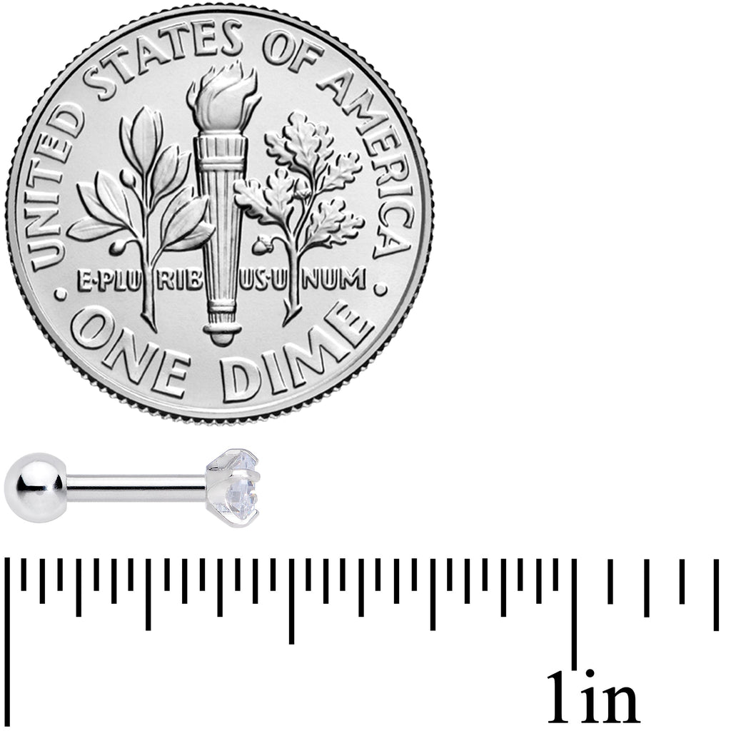 16G 1/4 Clear CZ Gem G23 Titanium 3mm Cartilage Tragus Earring