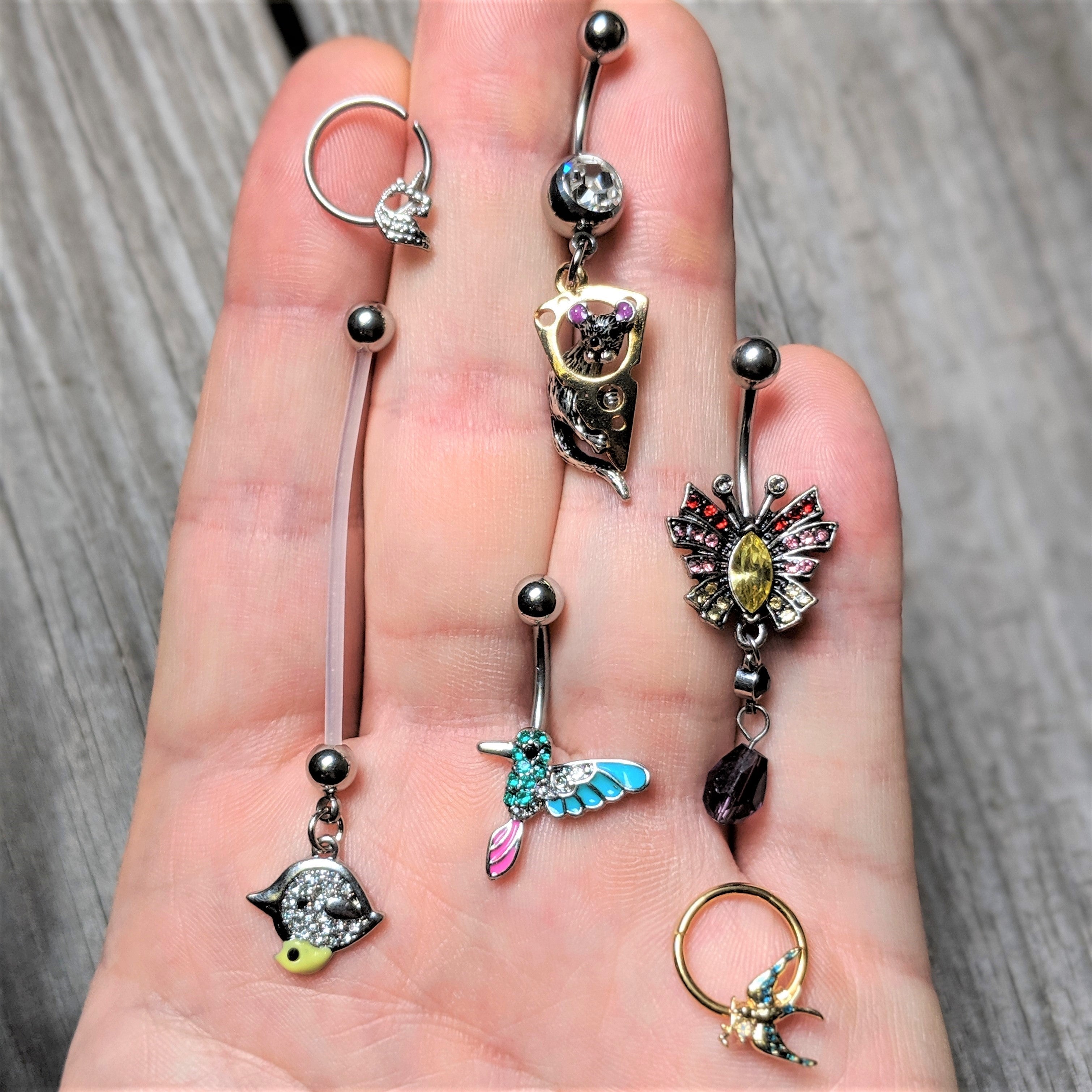 16G 3/8 Clear Gem Silhouette Unicorn Closure Ring