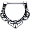 16G 5/16 Clear Gem Graceful Bows Septum Clicker