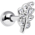 16G 1/4 Clear Gem Elegant Leaves Cartilage Tragus